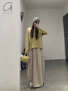 SWAYING 24 Autumn and Winter Wool Velvet Blended Cocoon Long Skirt SW-SW24AW3B12-TUO Camel SW-SW24AW3B11